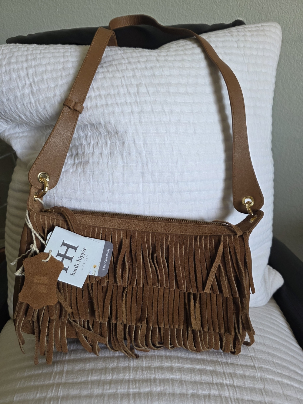 Haute Hippie Chestnut Brown Suede Fringe Shoulder Bag - Picture 2 of 12